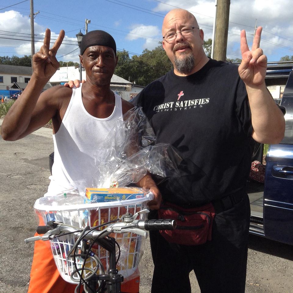 Jimbo & man at Baskets of Love outreach in 2013